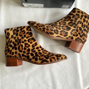 J. Crew “Walker” calf hair boots in “Rich Mahogany” leopard print SIZE 10.